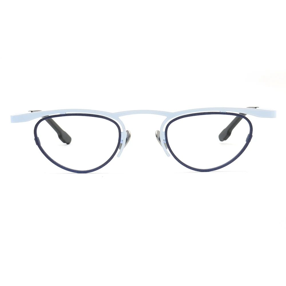 Retro Women Cat Eye Glasses Frames Men Round Optical Eyeglass Frame Pure Titanium Orange Green Eyewear Rx Lightweight Eyeglasses