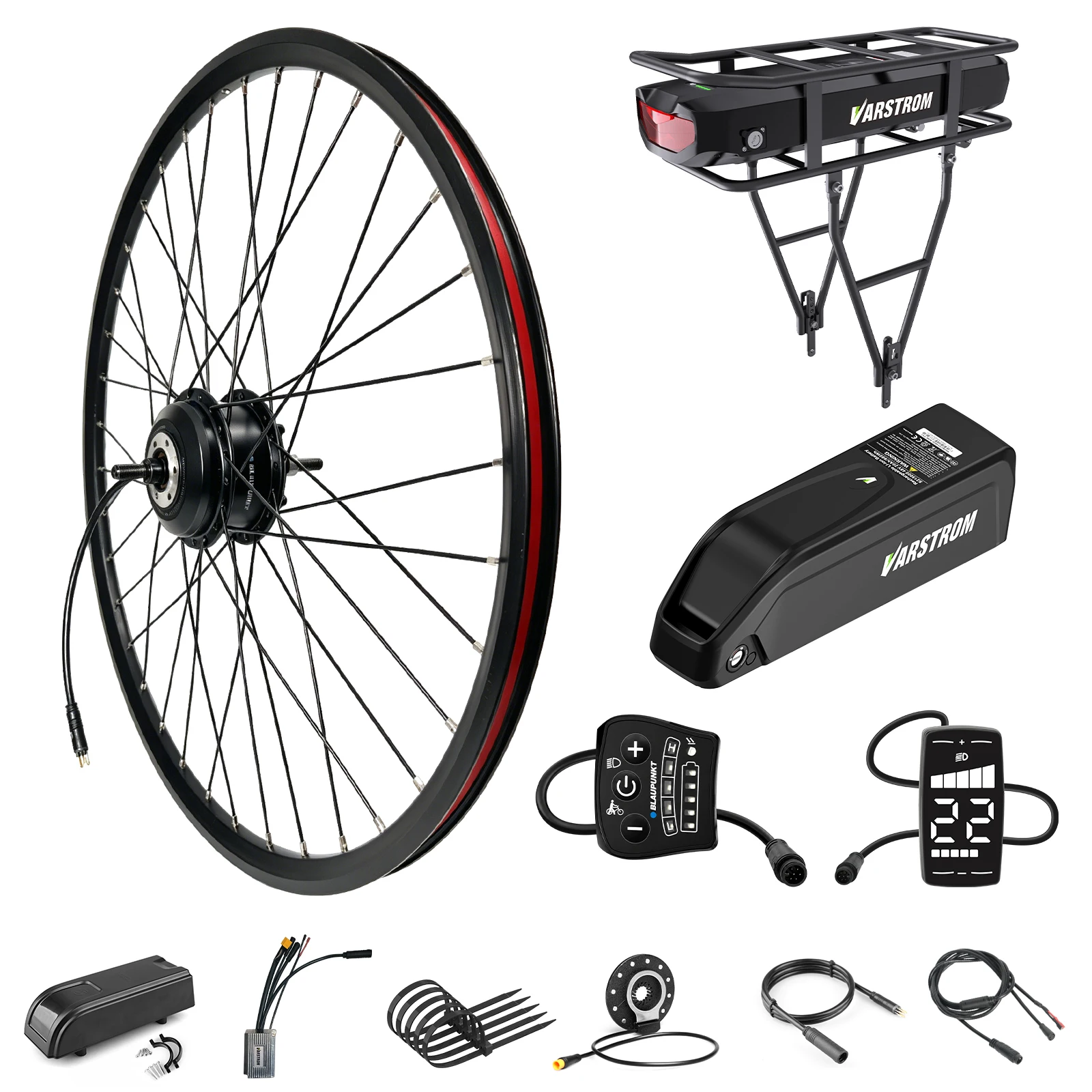 [Lieferung 3 Tage ] 36V 250W Nabenradmotor Heck/Front Driver Varstrom VSR03 VSF03 E-Bike Umbausatz für Freilauf-Typ Max Drehmoment 42Nm EBike Motor 26" Mit 36V13Ah 15Ah 20Ah 24AH Downtube Lithium-Akku