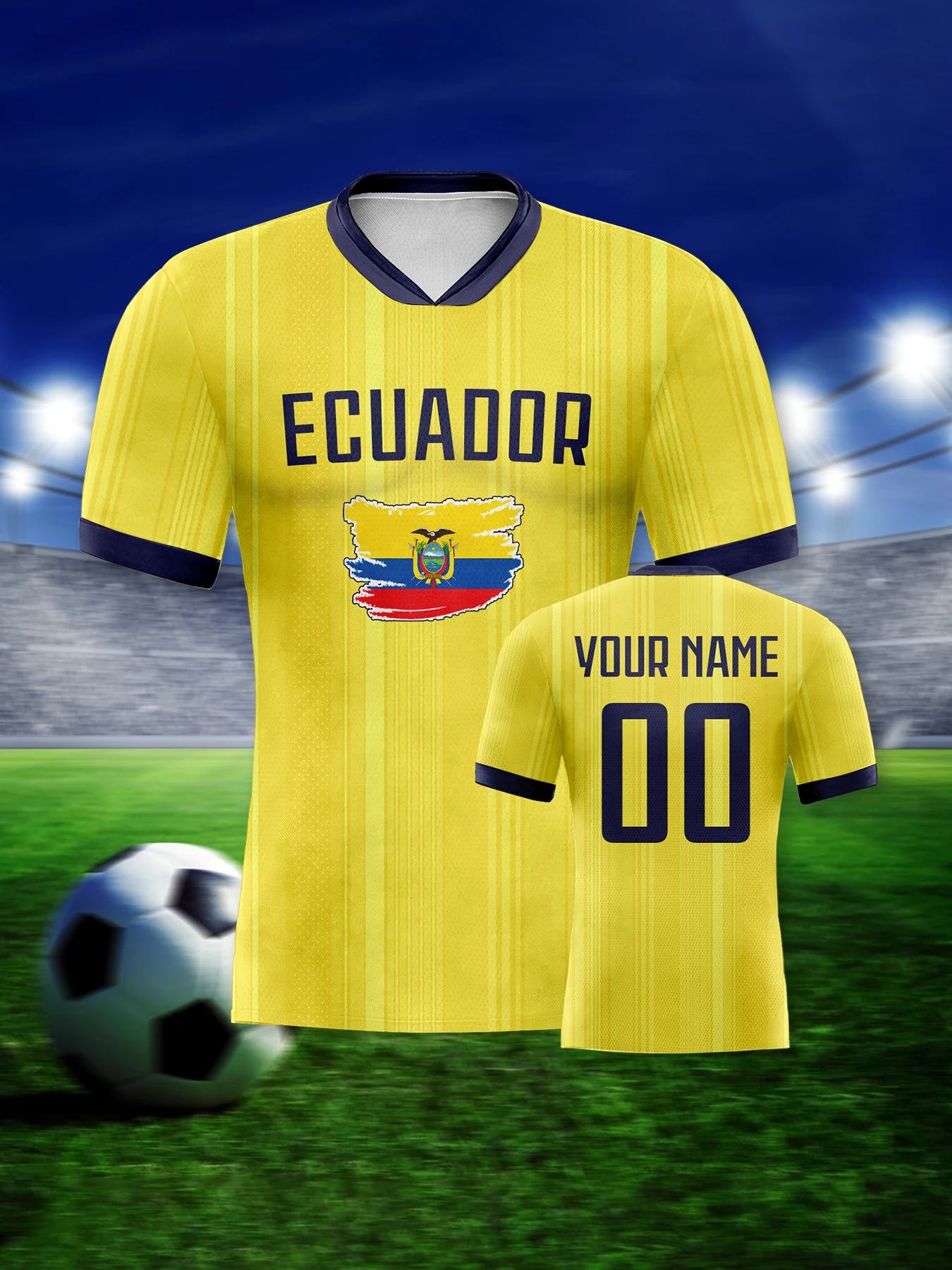 مخصص الإكوادور لكرة القدم جيرسي تخصيص قميص كرة القدم مع اسمك ورقم المنتخب الوطني لكرة القدم الفانيلة للنساء الرجال المشجعين #2