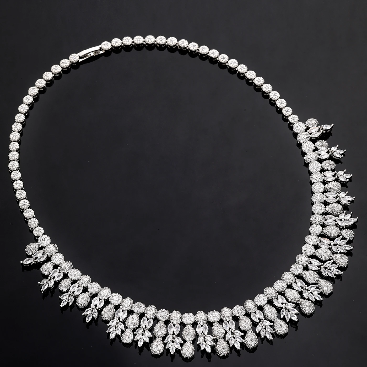 

2024 Fashion High Quality Zirconia Dubai 4 Piece Luxury Bridal Jewelry Set CZ Qatar Women's Wedding Necklace and Earrings Sets
