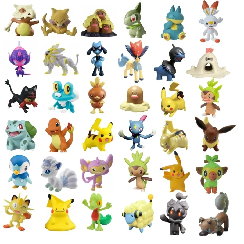 TOMY WCT Super Cute Pokemon Figures Kawaii Pikachu Piplup Vulpix Meowth Cubone Marshadow Axew Keldeo Mini 4cm Zabawki dla dzieci — zdjęcie 2