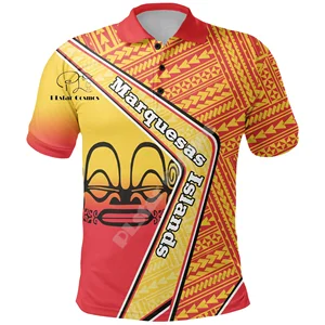 Kurzärmele Polo, Französisch, Polynesien Flagge der Kulturkultur, Marquas -Inseln, Stammes -Retro, 3dprint, Harajuku, Casual, X1, Sommer 11 Hauptverkaufshirt X1 - №11