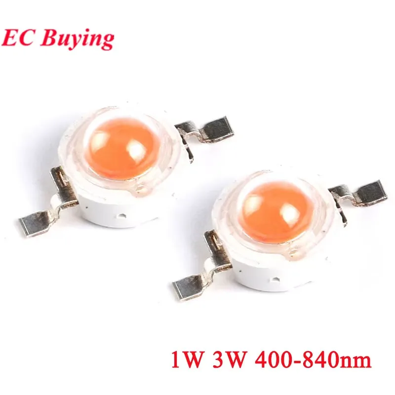 5-50Pcs 1W 3W Integrated High Power LED Diode Bead Lamp Chip Full Spectrum Wavelength 400-840nm 100-110LM 350mA 3.2-3.4V