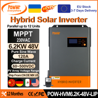 PowMr 6.2KW Hybrid Solar Inverter 48V to 230VAC/380VAC Output Parallel UP To 12 Units PV 500VDC With MPPT 120A Solar Controller