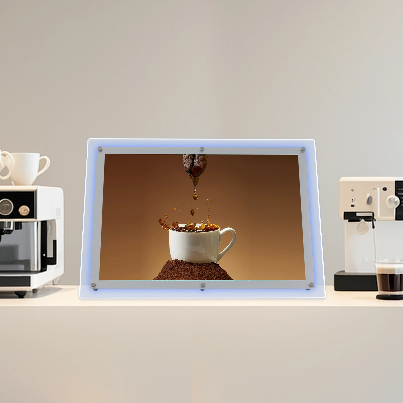 صندوق إطار عرض إعلاني مزود بإضاءة LED من الأكريليك الشفاف، حامل لافتة إضاءة LED مثبت على الحائط لمسرح الأفلام والعروض الترويجية وما إلى ذلك