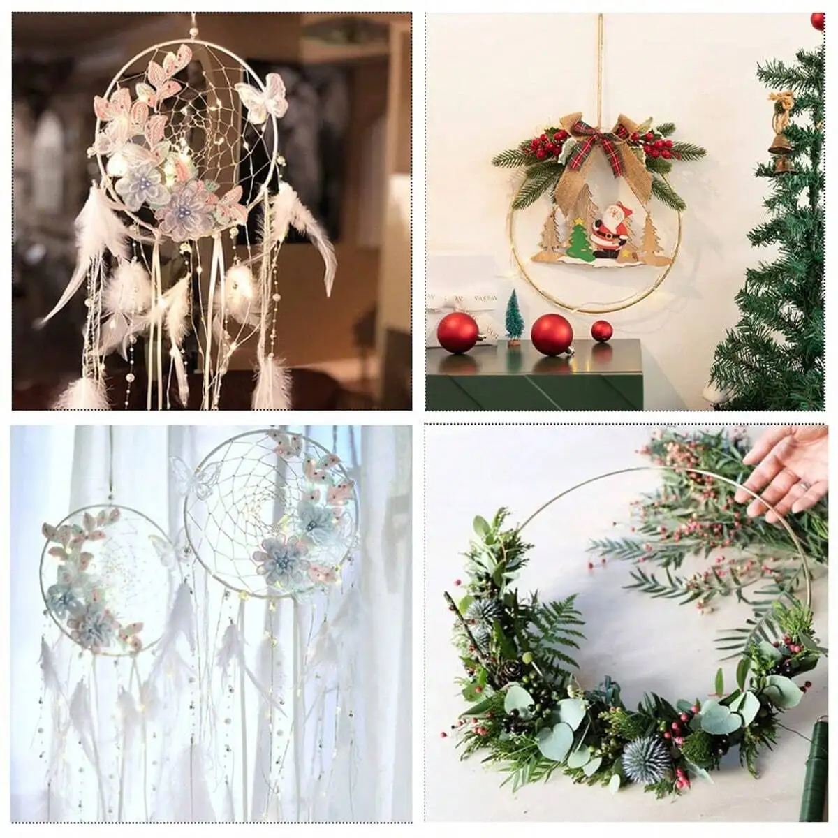 1 Stück/5 Stück/10 Stück 2 Größen Kranz Gold Creolen für DIY Blumen Hochzeitsdekorationen, Traumfänger und Wandbehang Kunsthandwerk – Detail 6