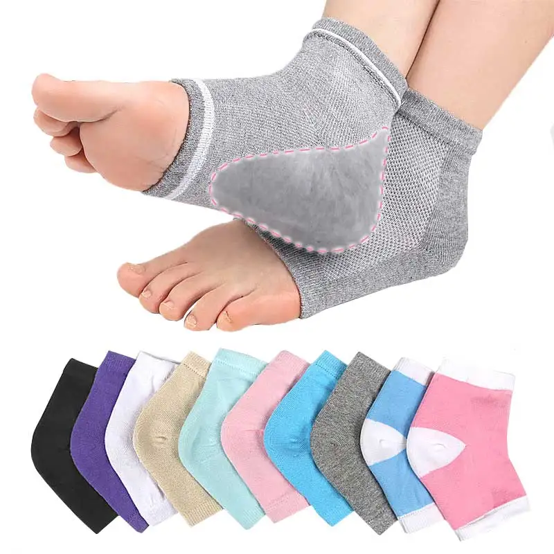 4PC Moisturizing Heel Sleeves Day Night Use Lined with GEL Help To Moisturize Rough Dry Cracked Heels Washable and Reusable