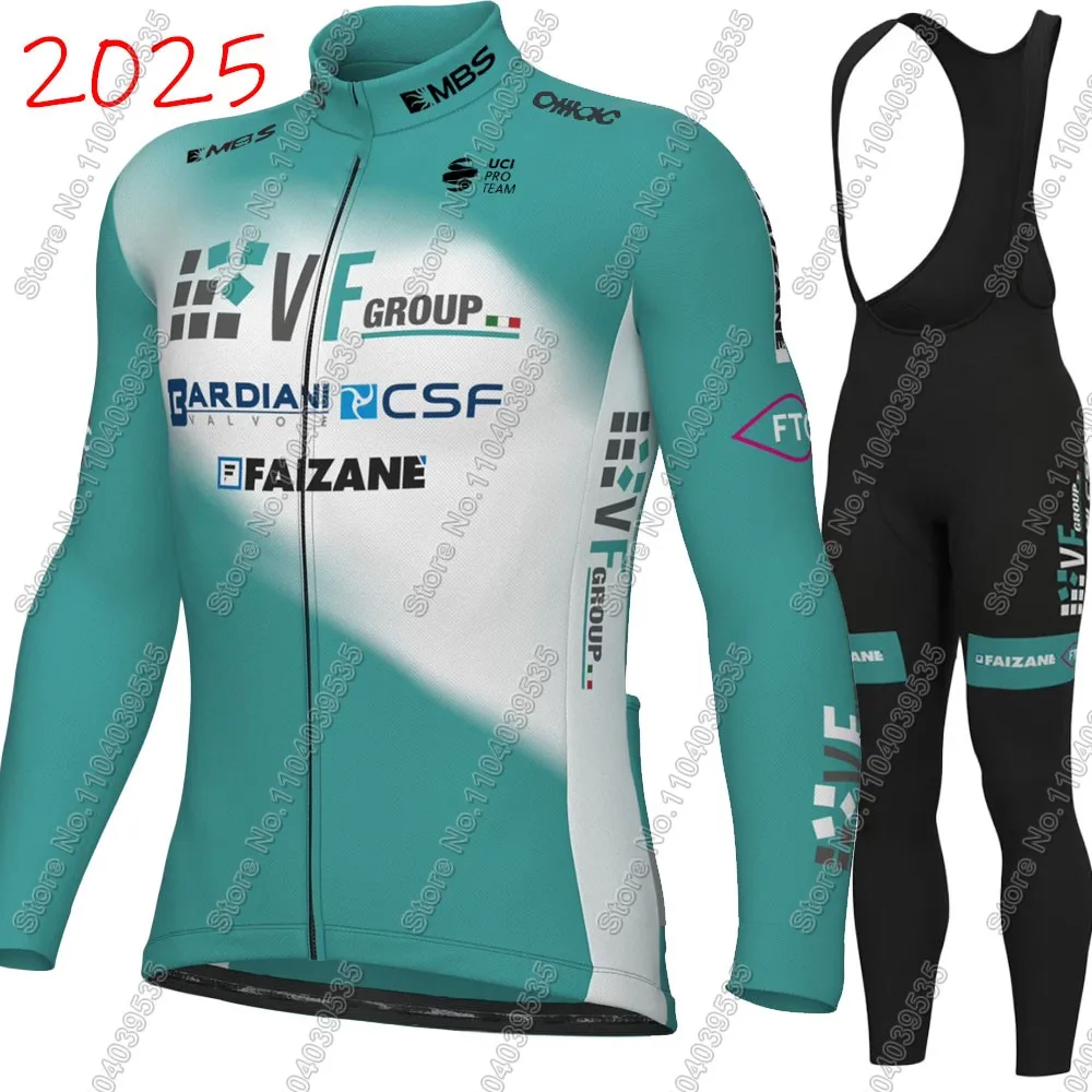 

Bardiani CSF 2025 Team Cycling Jersey Set Long Sleeve Green Italy Clothing Road Race Bike Jacket Suit MTB Ropa Maillot