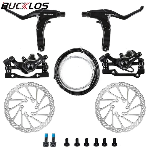 BUCKLOS-pinza de freno de disco mecánico, palancas de freno de bicicleta de 22,2mm con Cable, juego de freno de disco delantero y trasero, accesorios para ciclismo de montaña