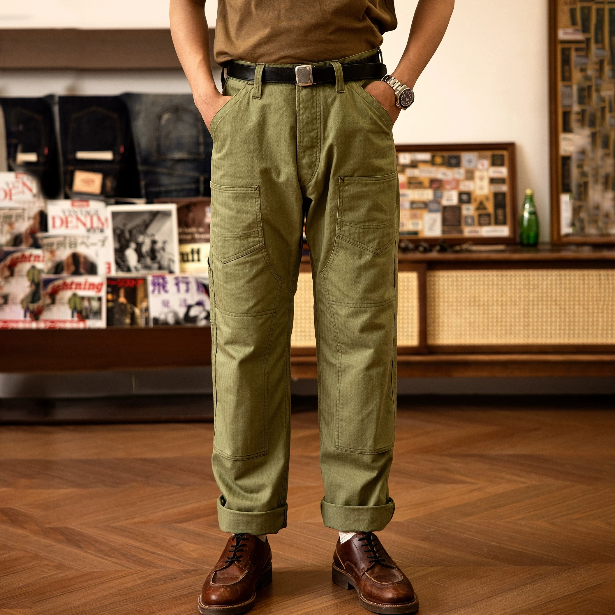 FW-0002 Mens Cotton High Quality Casual Military Stylish Trousers Mans Vintage Pants Size 28-40