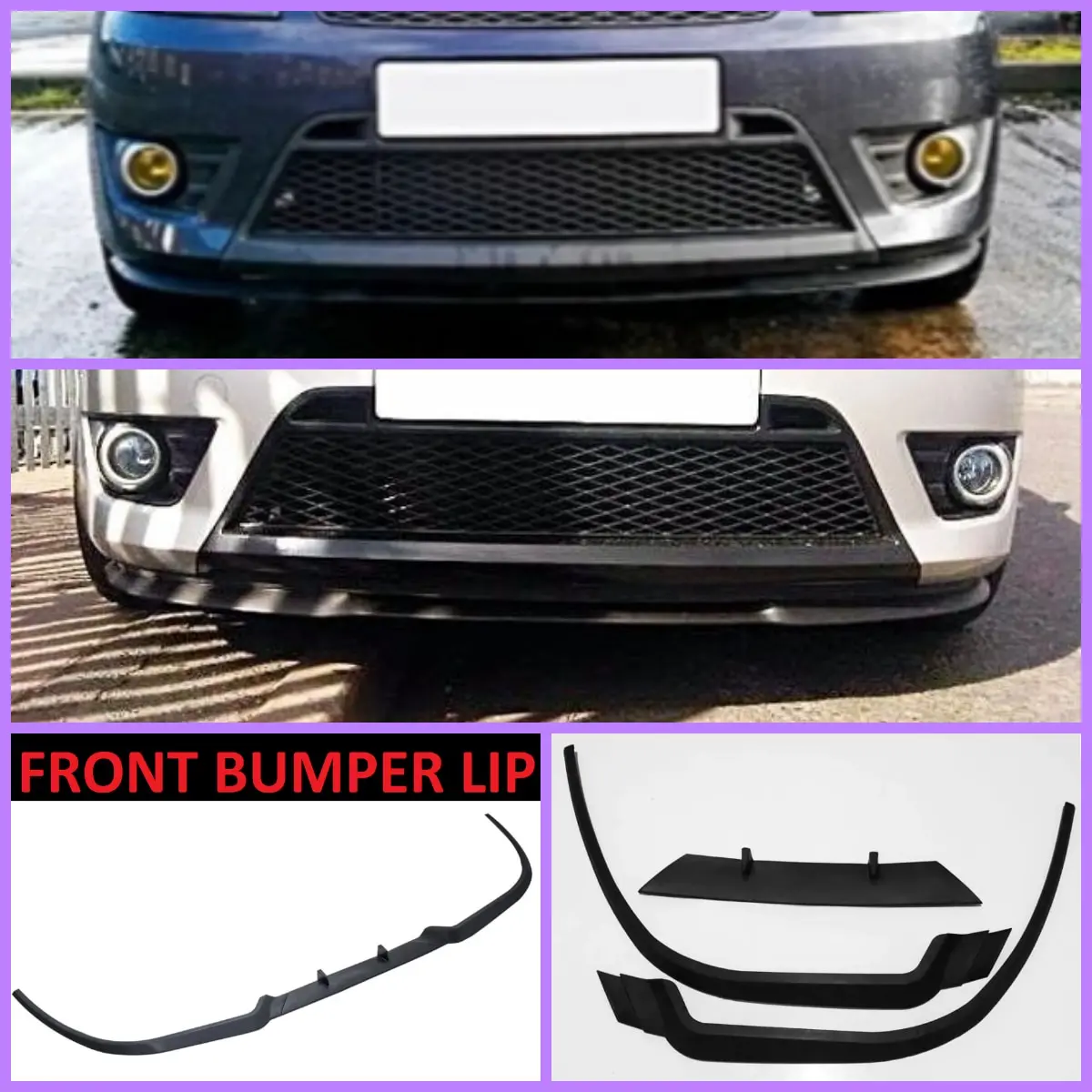 For Ford Fiesta MK6 CUPRA R FRONT SPOILER BUMPER LIP Euro Spoiler Lip Universal 3 pcs Body Kit Splitter Car Accessories Styling