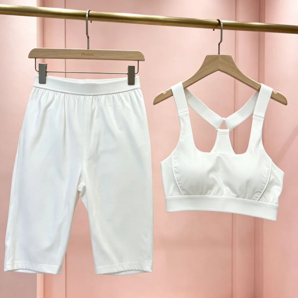 

2026 Women's Yoga Outfit 2Pcs T-back Sports Bra High Waist Biker Shorts Breathable Fitness Suit 039