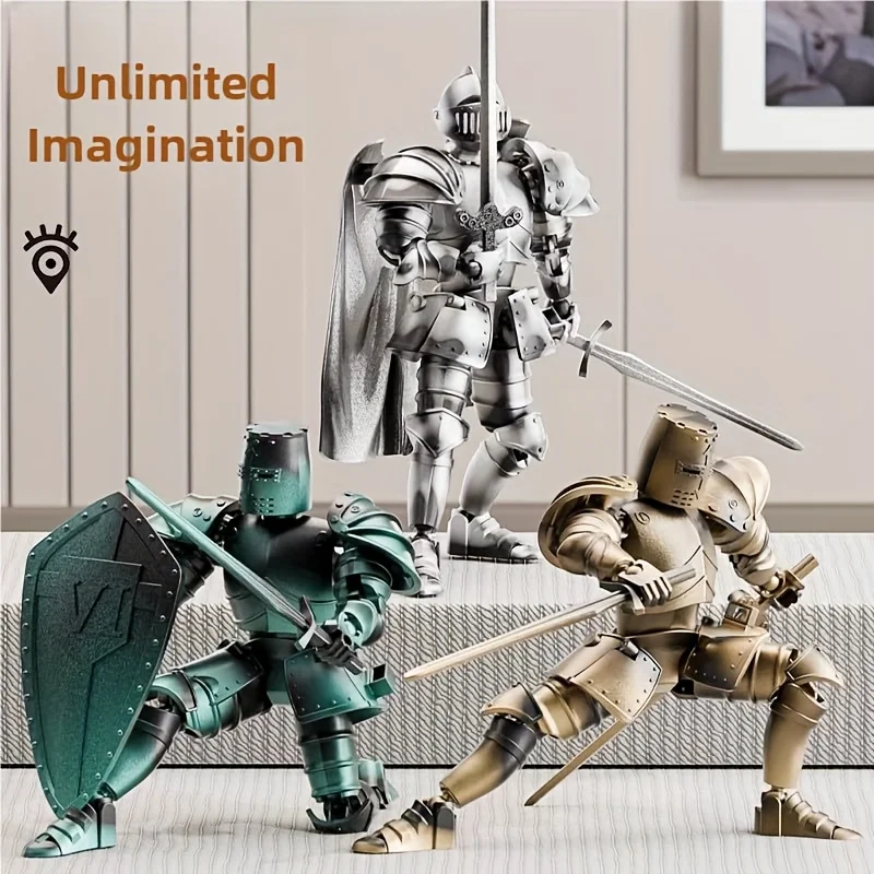 1-Piece Set Medieval Action Figure Knight Armor Multi-Jointed Movable Robot Model T13 Dummy No. 13 Action Figure (Assembly Required)