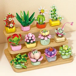 Flower Succulents Building Blocks Everlasting Flower Bonsai Tree Gardens Romantic Bricks Diy Potted Plants Model Kids Kits Toys