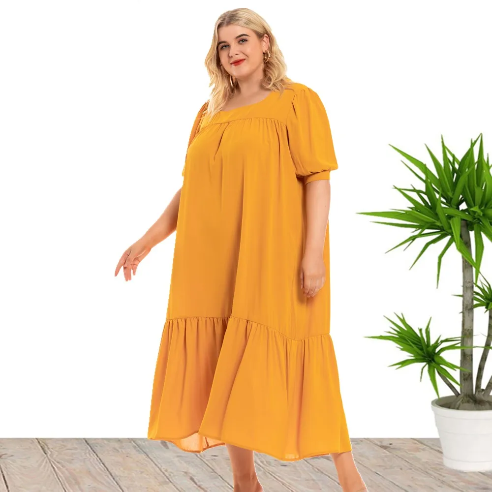 Robes d\'été décontractées à manches courtes pour femmes, grande taille, vente en gros, chine