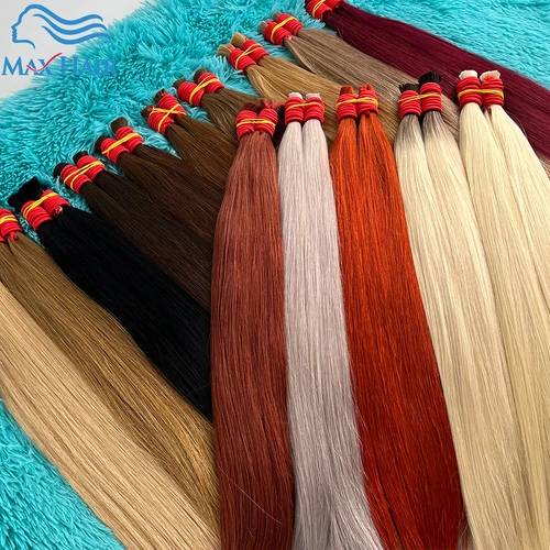 Imagen 2 del producto Cabello humano a granel sin trama, 100% mechones, 613 resaltado recto, extensiones originales a granel, cabello rubio Natural ruso sin procesar