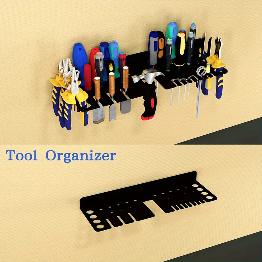 Screwdrivers Tool Holder Organizer Hammer Pliers Wall Mounted Metal Storage Rack Organizer Workshop Workbench Small Tool Storage