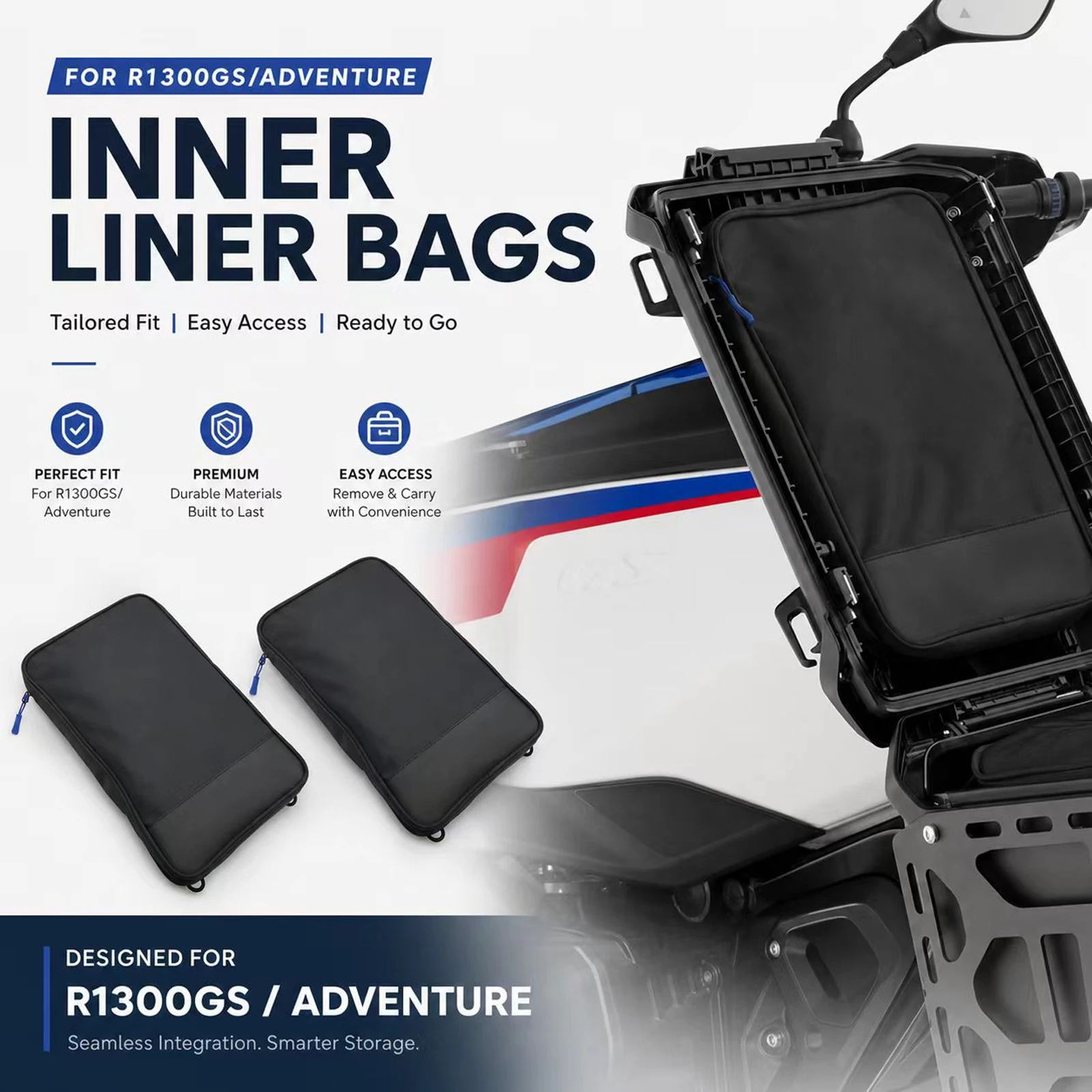 Motorcycle Side Trunk Lid Organizer Bag Tool Bag Inner Luggage Bag R 1300 GS Adventure  R1300GSA R1300GS ADV