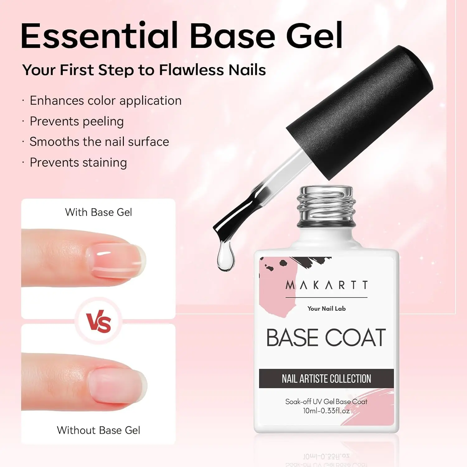 ชุดเจลทาเล็บ Makartt No Wipe Gel Top and Base Coat – เนื้อแมทและเงา, 3 ชิ้น ยาทาเล็บเจลแบบลอกออกได้ ติดทนนาน