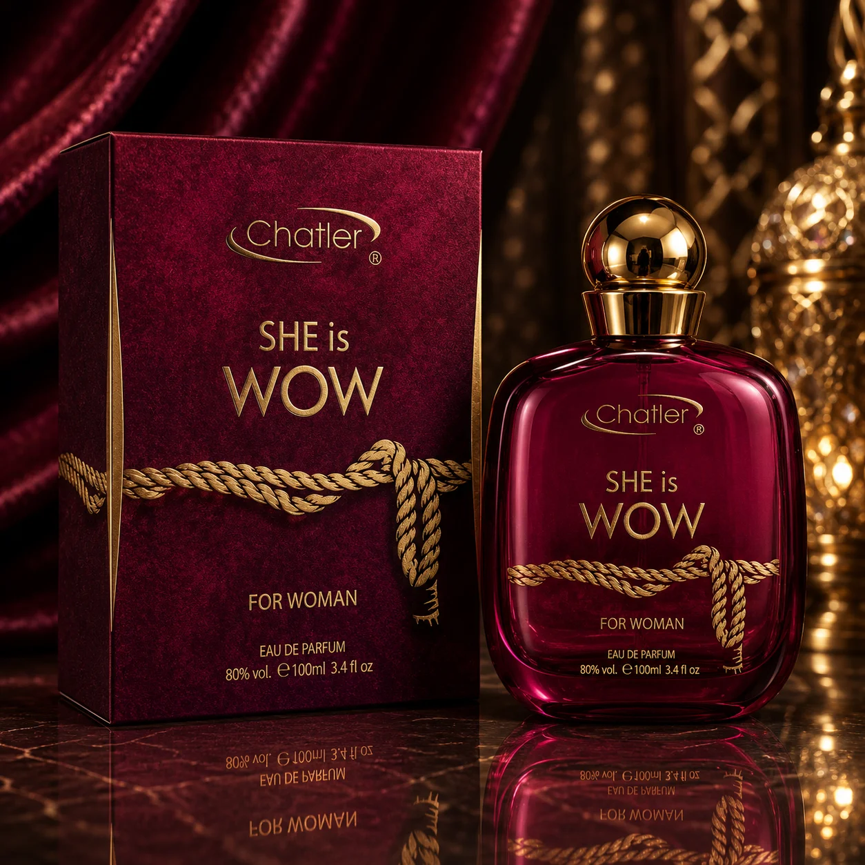 Elle est Wow 100ml- Chatler. Parfum pour femmes, oriental gourmand Eau de Parfum aux notes de citron, d'orange, de vanille douce et de cèdre.