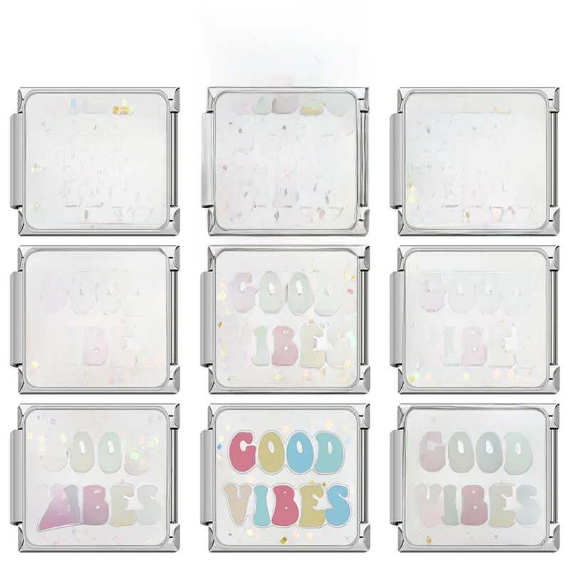 Hapiship 2024 femmes coloré amour romantique breloques italiennes liens perles ajustement 9mm Bracelet en acier inoxydable bijoux à bricoler soi-même DJ1291-B