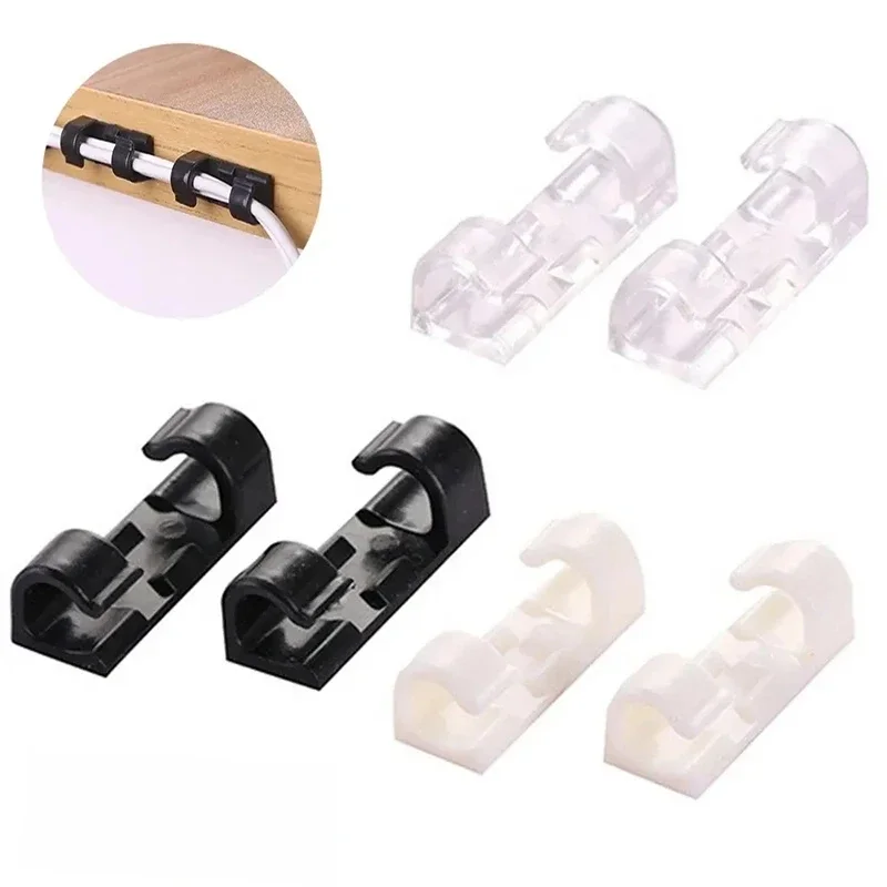 20Pcs Organizer kabli Klipsy do zarządzania kablami Biurko i stacja robocza Menedżer przewodów ABS Uchwyt na przewód Linia danych USB Nawijacz szpulki — zdjęcie 2