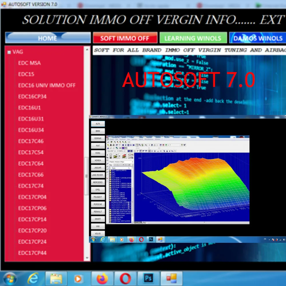 AUTOSOFT 7.0 Original Software Programmes Containing Original and Modified Database Files Immo OFF Tool Learning Winols Damos