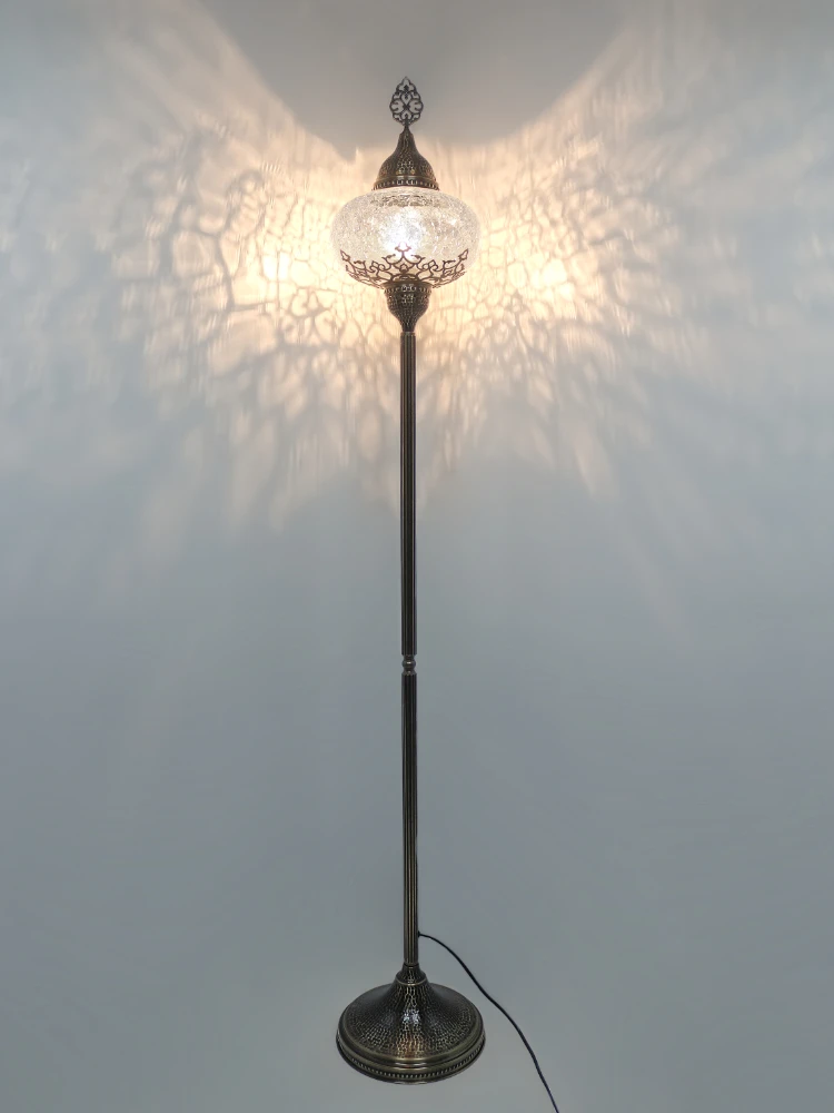 Turkish Floor Lamp Cracked Pattern Glass Standing Lights