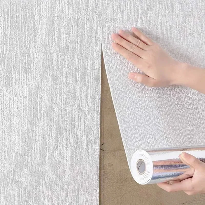 3d Dikker Zelfklevend Thermisch Isolatiebehang Linnen Effen Kleur Decor Muurstickers Renovatie Anti-Collision Behang - afbeelding 2