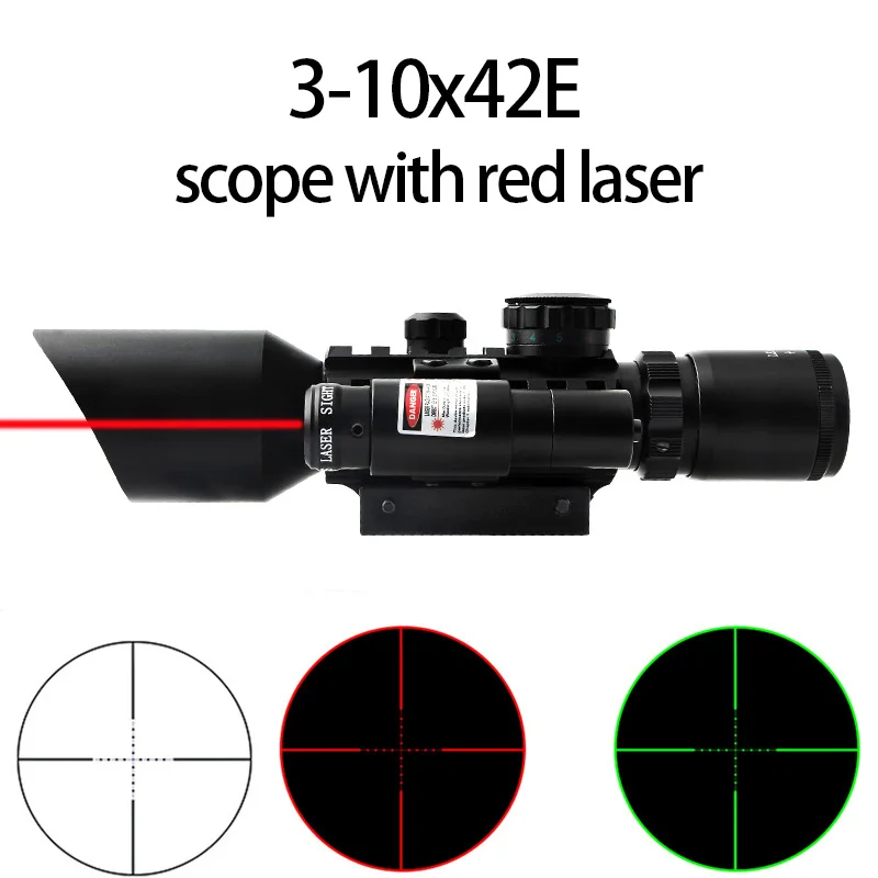 

Hunting HD 3-10X42E Fishbone Red Laser Integrated Sight Illunimated Reticle Tactical Equipment Rifle Scope Airsoft Accessories