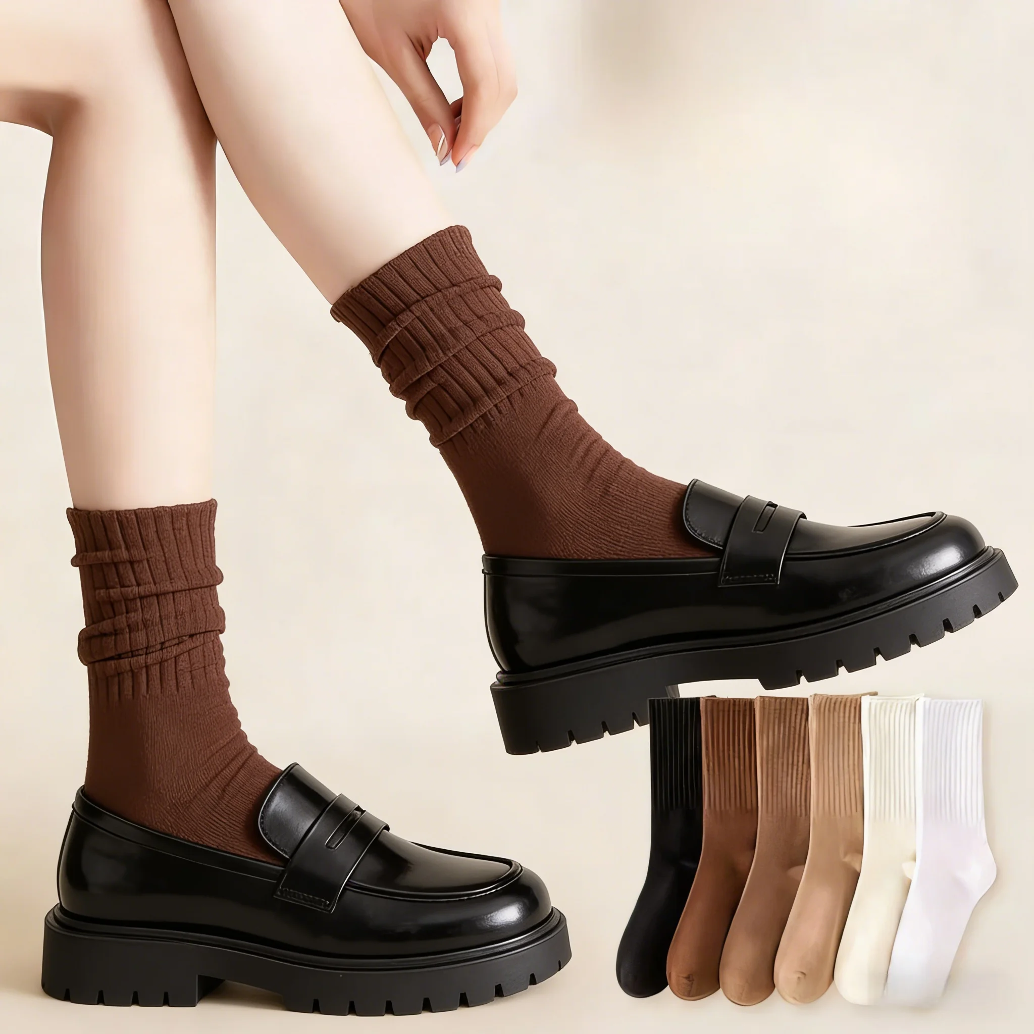 

Women's 6-Pair Slouch Socks Set – Multi-Color Soft & Comfortable Stacking Socks, Versatile Casual Crew Socks Ideal for Everyday