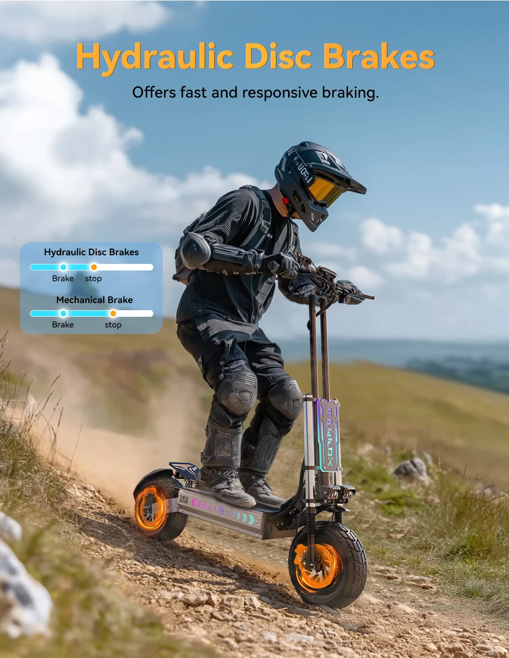 Scooter électrique adulte pliable APEFOX T90, e-scooter trottinette électrique 4200 W, planche à roulettes 60V 31,2 Ah, 100 km