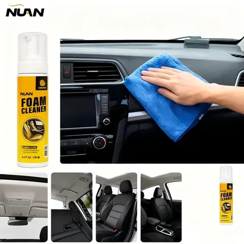 2pcs Multi-Purpose Foam Cleaning Spray - Surface Cleaner, Car Interior Detailing Solution, Safe Formula for Leather, Headliner, Plastic