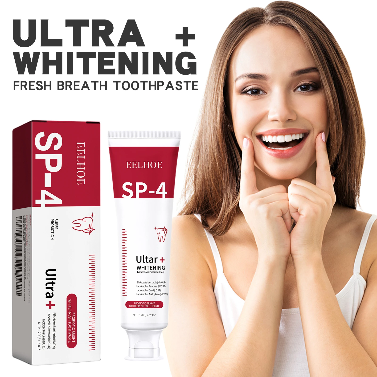 

120g Eelhoe Probiotic Whitening Toothpaste Odor Clean Fresh Breath White Shine Care Rapid Stain Eraser Daily Oral Toothpaste