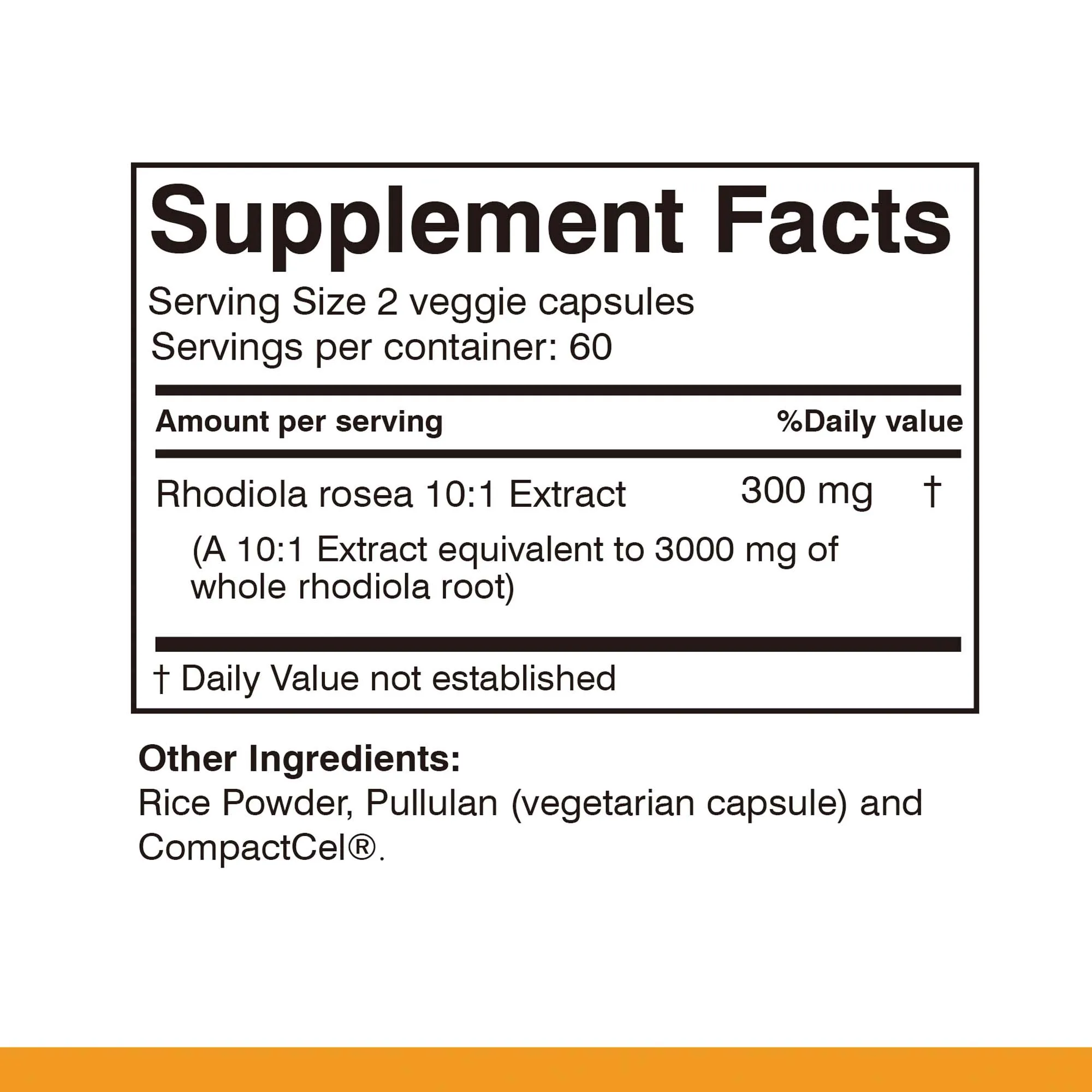 Rhodiola Capsules - Helps Relieve Stress, Healthy Brain & Mood Regulation, Increases Focus & Energy - 120 Capsules