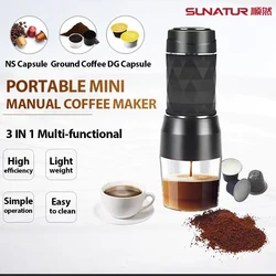 Taşınabilir Mini El Preslenmiş Kahve Makinesi Çok Fonksiyonlu 3'ü 1 Arada Manuel Espresso Kahve Makinesi