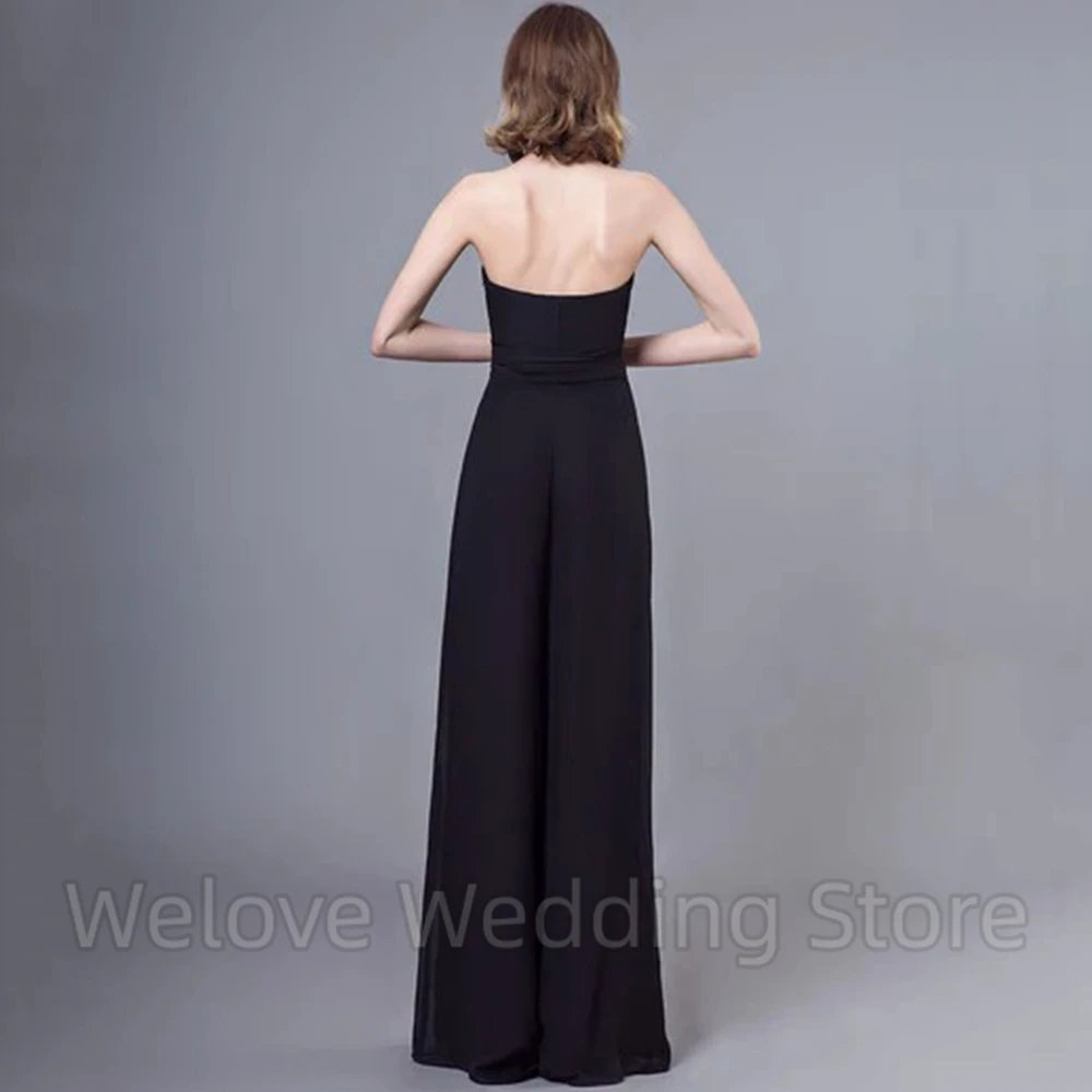 Simple Black Strapless Sleeve Evening Dress A-Line Floor Length with Belt Sexy Open Back Women Banquet Event Custom Made Gowns