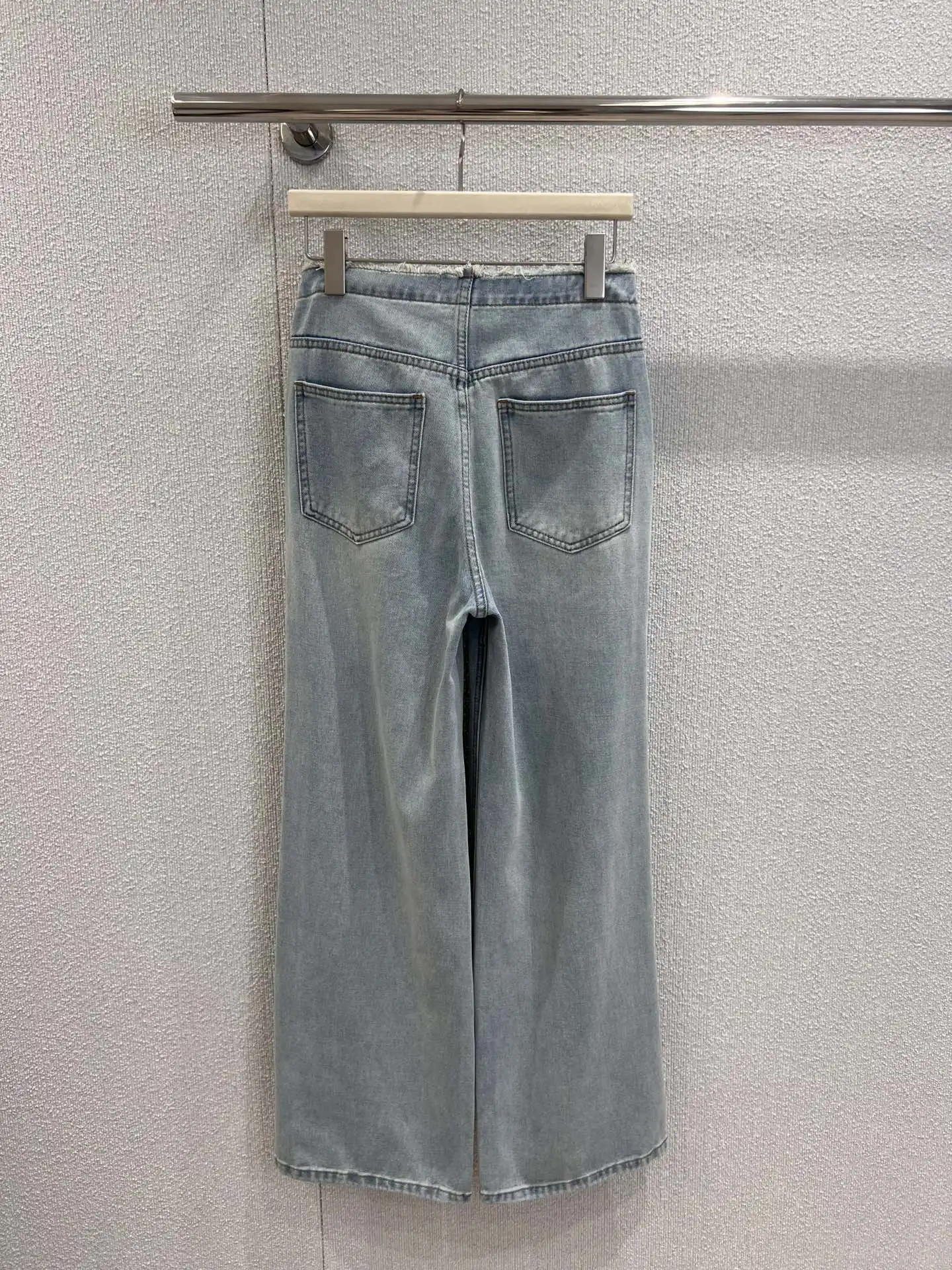 

Women New Jeans Summer Fashion Loose Wash Beard Hem Waist Cut Straight Tube Women Pants 2025