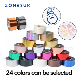 ZONESUN 4CM Rolls Gold Silver Hot Foil Stamping Paper Craft Paper Imitation Copper Foil Paper Hot Stamping Machine