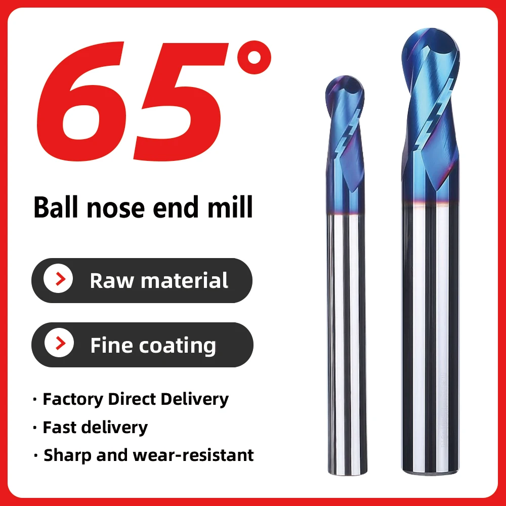 BD650 2 Flute Carbide Ball Nose End Mills TiSiN Coated,For Milling Alloy Steels,Metal,Hardened Steel etc.
