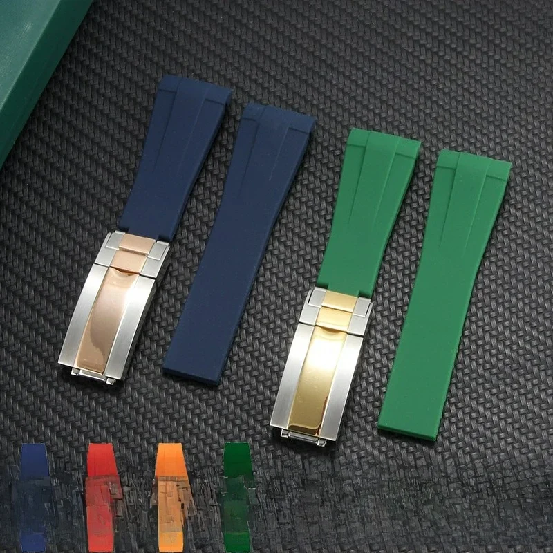 Für Rolex Submariner Yacht-Master Explorer II Serie Silikonarmband Orange Rot Weiß Anti-Rutsch-Textur Gebogenes Design 20 21 mm