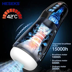 HESEKS Automatic Male Masturbators 9 Suction & Vibration Heating Real Blowjob Pussy Vaginas Adult Male Sex Toys for Men 18