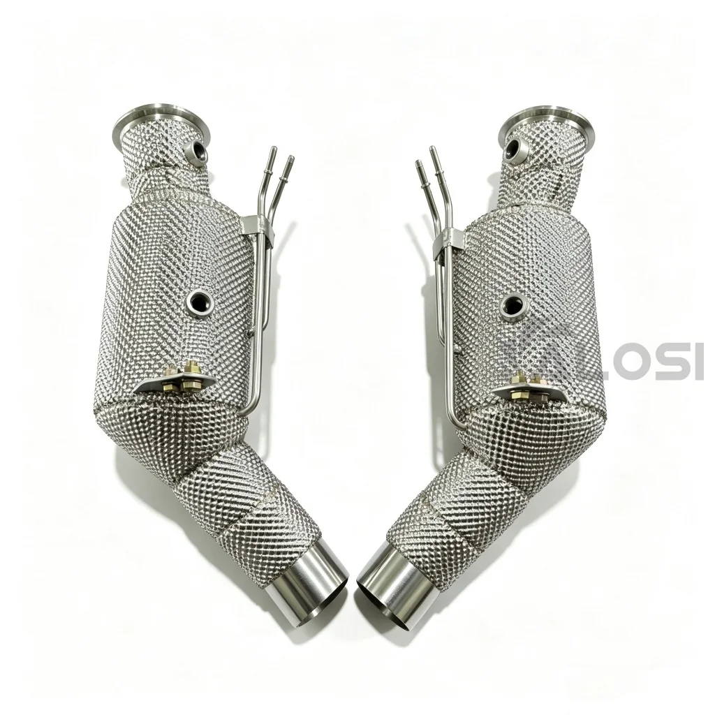 Exhaust downpipe for Alfa Romeo Giulia/Stelvio Quadrifoglio 2.9T sport exhaust pipe with heat shield catalytic converter lower p