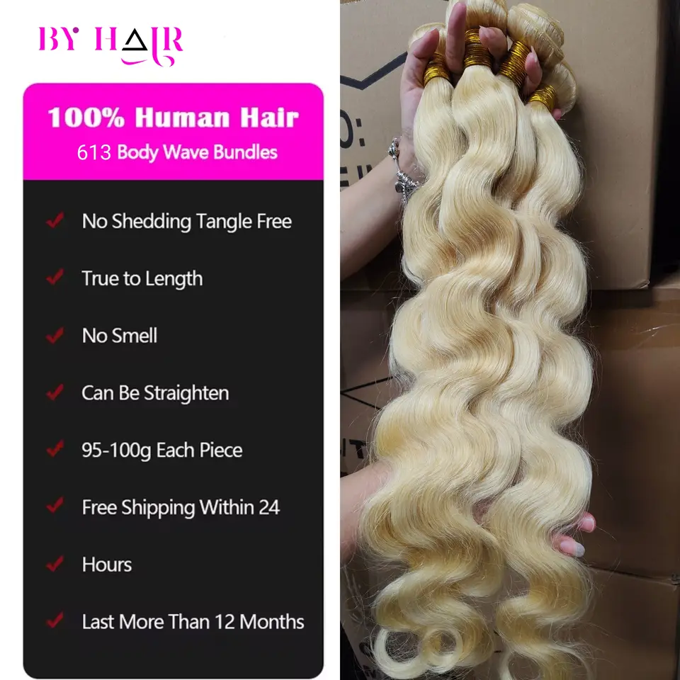 Color Rubio 613 Paquetes de Cabello Humano Peruano Cabello Miel Rubio Body Wave Paquetes Cabello Crudo Paquetes 100% Cabello Humano Extensiones 2