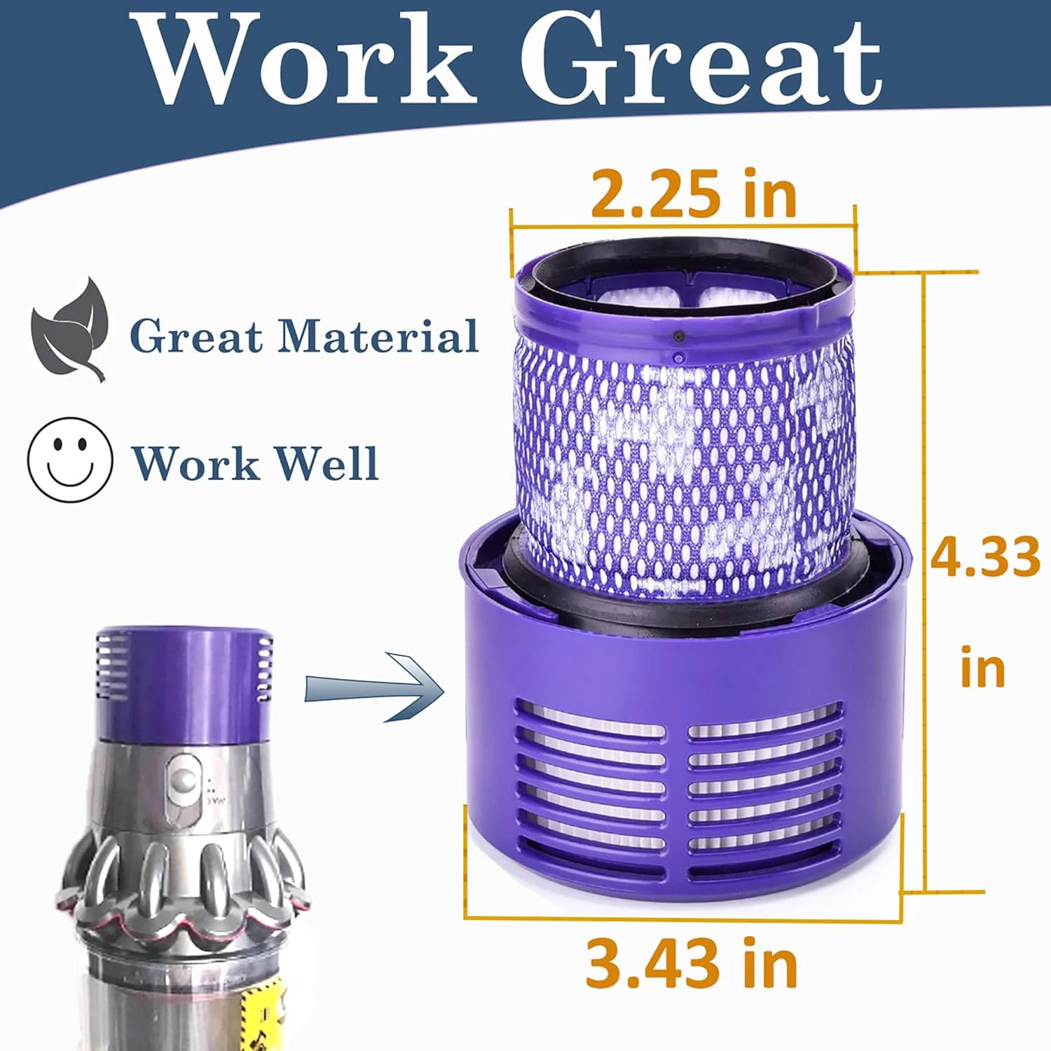 Vervangende Hepa-filter voor Dyson SV12, Dyson V10 Cyclone Series, V10 Absolute, V10 Animal, V10 Total Clean Stofzuigeronderdelen