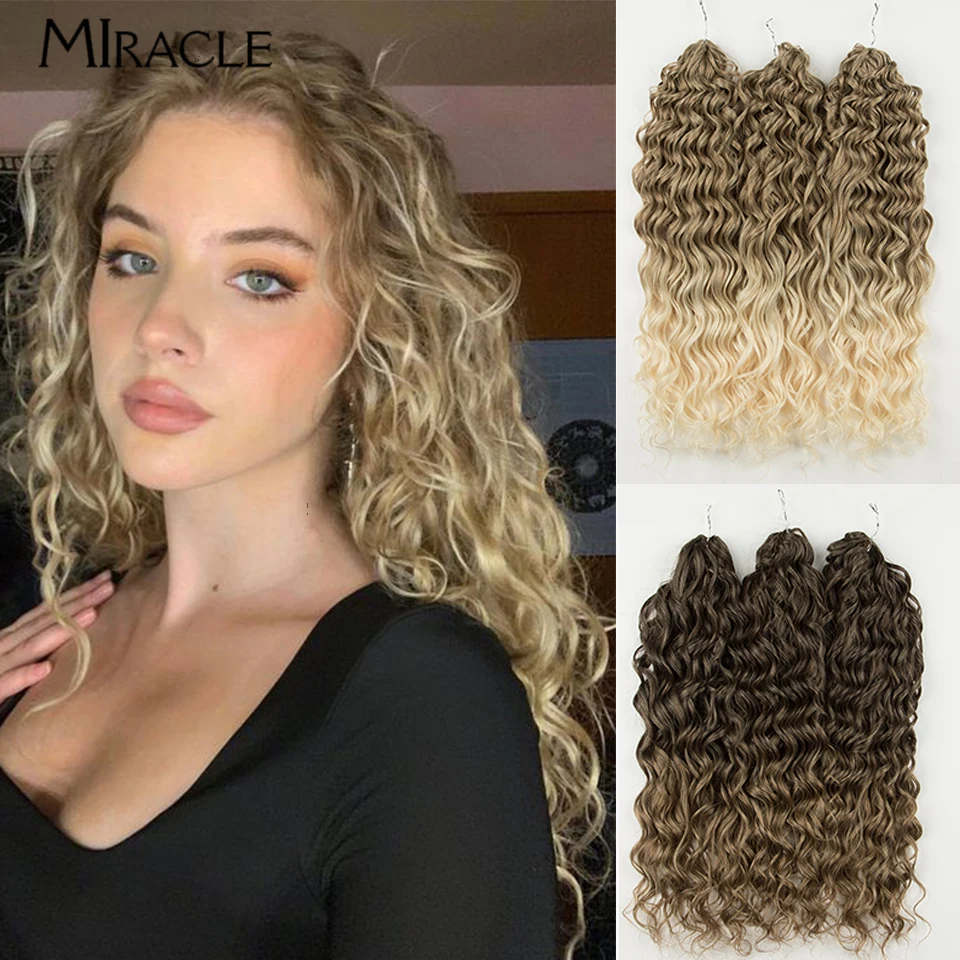 MIRACLE Afro Curly Hair Extensions 20 Inch Twist  Crochet Hair Braids Synthetic Fake Hair Deep Wave Braiding Hair for Women