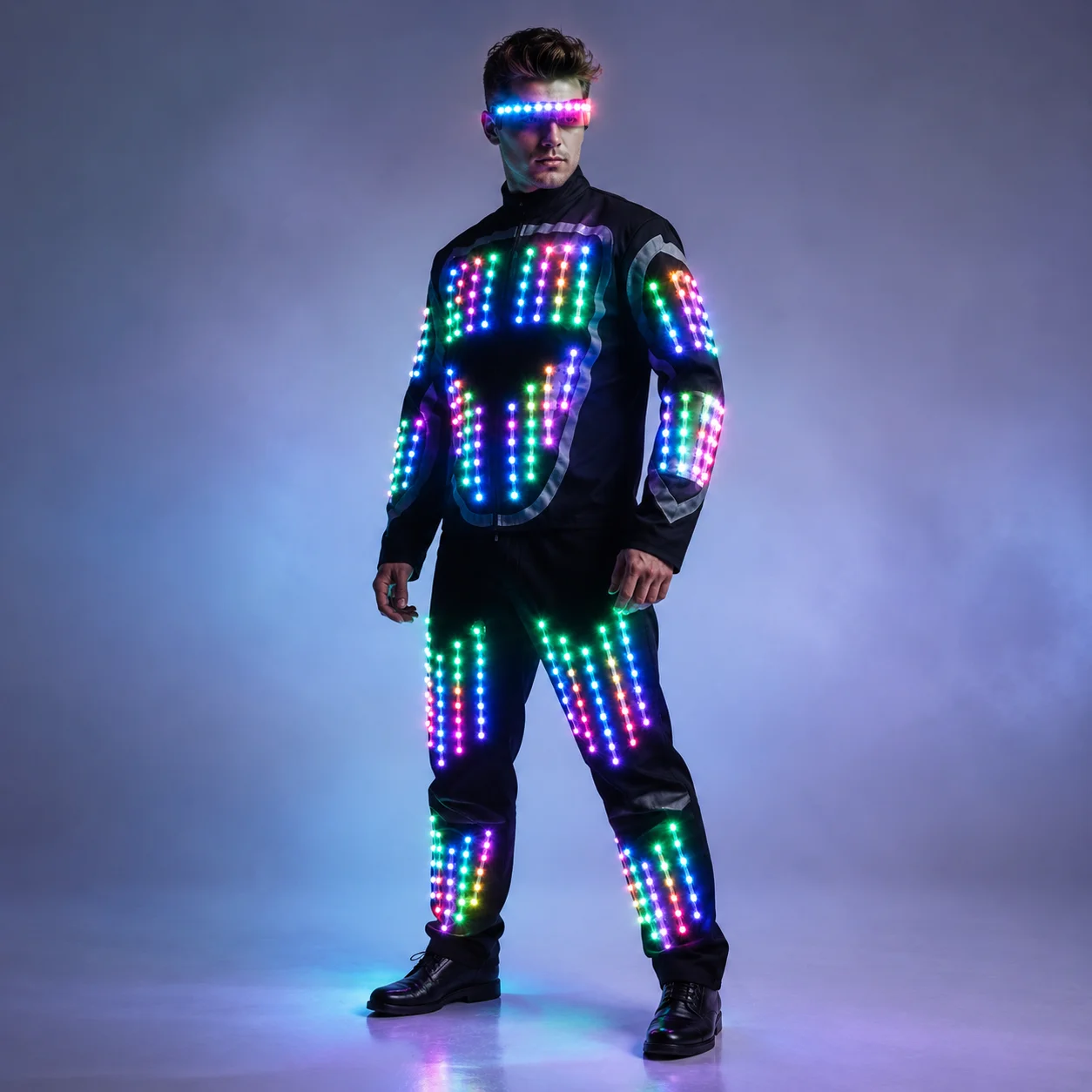 Volle Farbe LED Wachsenden Roboter Anzug Kostüm Männer LED Leuchtende Blinkende Kleidung Tanz Tragen Für Nachtclubs Party-Event Bar Liefert