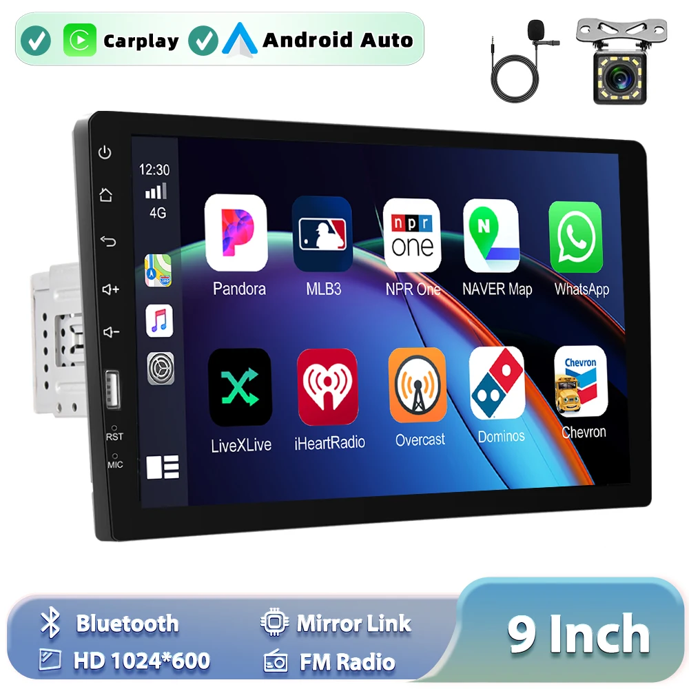 Podofo Audio Stereo Carplay Android Auto Universal Car Radio 9 Inch 1 Din MP5 Multimedia Player Mirror Link BT FM RDS image 3