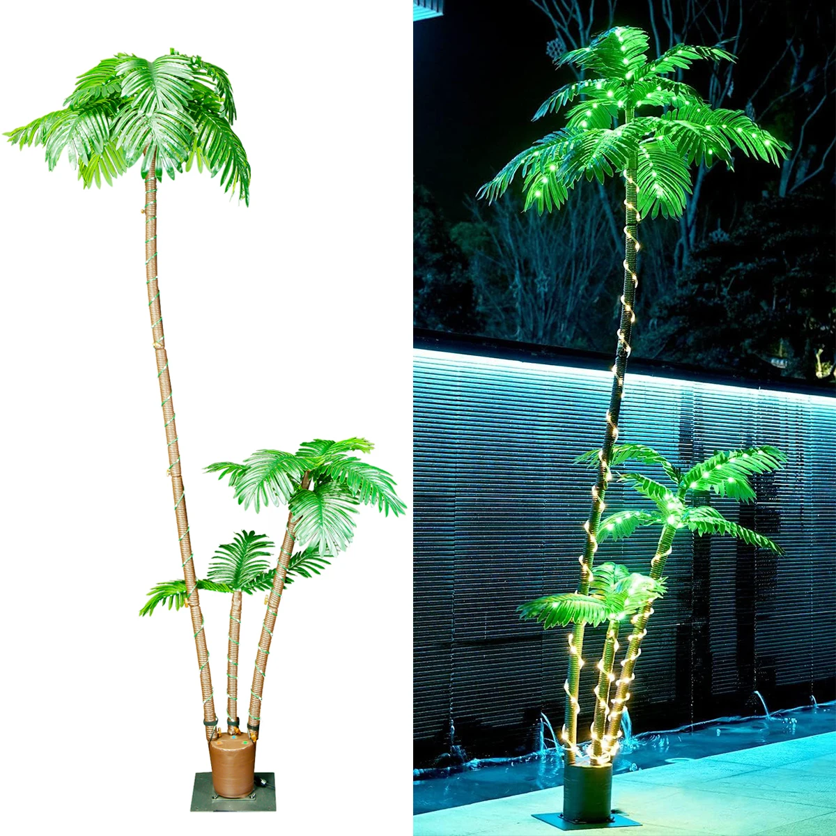 

248LED Outdoor Coconut Trees Lamp Sea Night Light Music Modes Lighting Indoor Outdoor Decorative Lamp Patio Garden Yard Poolside