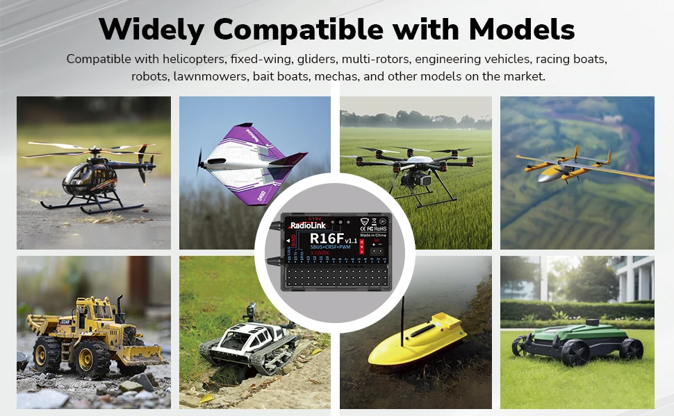 Radiolink R16F 16-Kanal-RC-Empfänger, Telemetrie, integrierter Simulator für RC-Flugzeug, Auto, Boot für 2,4 G Radio-Fernbedienung – Detail 2